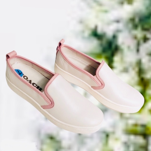 NWT Coach Leather Slip On Chalk Petal Pink Sneakers - Picture 9 of 12